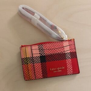 ♠️ Kate Spade Pink and Red Plaid Wallet